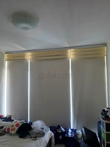 Set of Beige Roller Blinds and Zebra Curtains - Good Condition