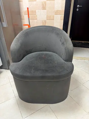 Modern Grey Velvet Swivel Armchair