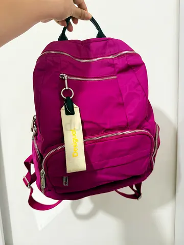 Pink backpack Desigual for ladies