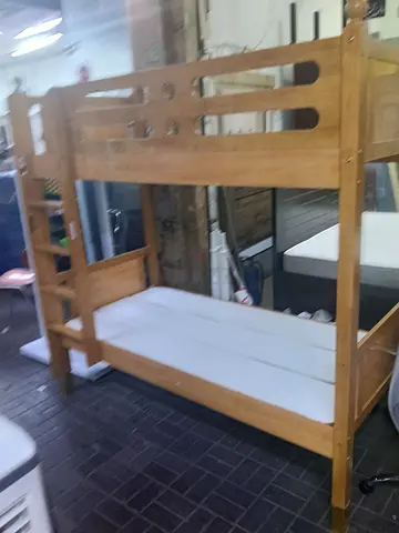 Solid Wood Bunk Bed - Single over Single, Good Condition
