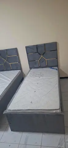 Single Upholstered Bed with Headboard - Grey (Good Condition)