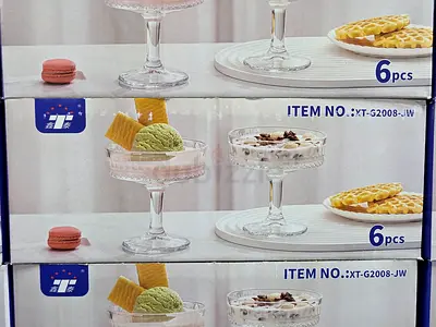 Set of 6 Glass Dessert Cups — New in Box