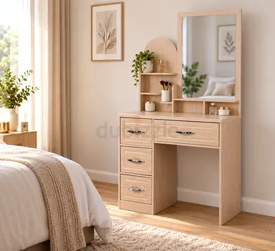 Light Oak Dressing Table with Mirror – Modern Dressing Table