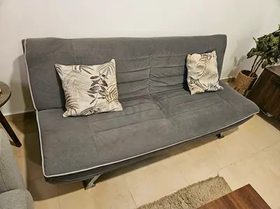 Grey fabric convertible sofa bed - great condition- Homes r us brand