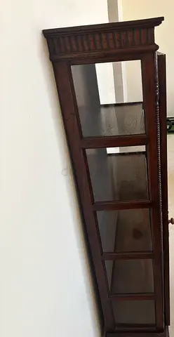 Solid Wood Glass Display Cabinet / Bookshelf - Dark Finish