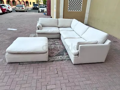 5 piece home centre swin sofa with footstool Beige Color