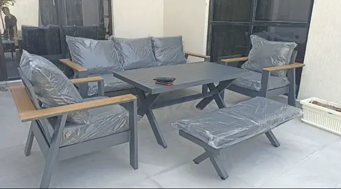 Outdoor 6-piece Garden Sofa Set with Coffee Table and Bench