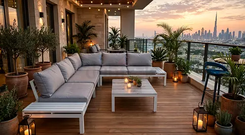 L-shaped Outdoor Patio Sofa Set with Cushions and Coffee Table