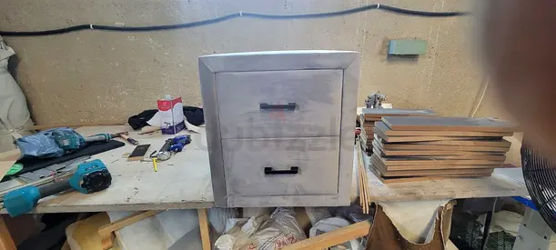 Handmade 2-Drawer Bedside Nightstand - Solid Wood, Light Grey Finish