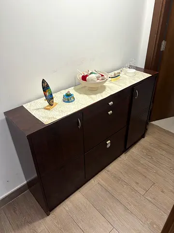 Dark Wood Shoe Cabinet
