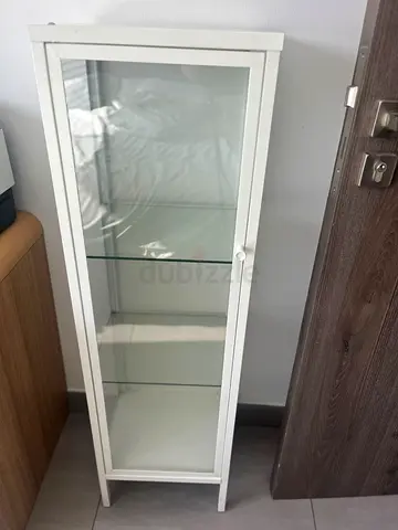 KEA BAGGEBO white glass-door cabinet
