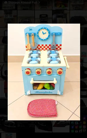 Honeybake Oven & Hob Le Toy Van Wooden Play Kitchen Set with Play Food - Blue, Good Condition