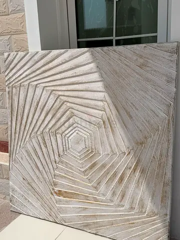Decorative Geometric Textured Wall Panel - Whitewashed