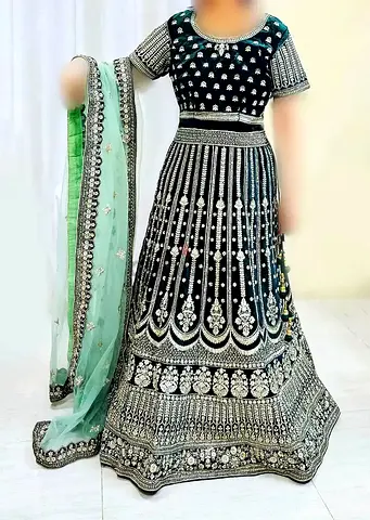 Green Embroidered Dimple Lehenga Choli with Dupatta