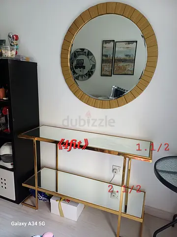 Gold and Glass Console Table - 4ft, Modern Entryway Table