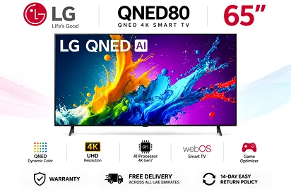 LG 65″ QNED80 4K Smart TV | QNED Color | α5 AI Gen7 | 65QNED80T6B