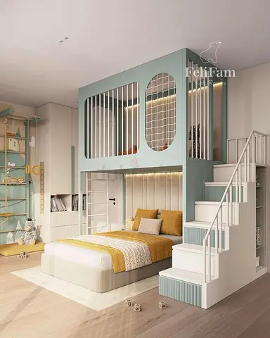 Loft Kids Bunk Bed with Storage Stairs - Modern Nursery Furniture
