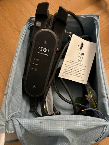Audi e-tron EV charging cable and wall connector