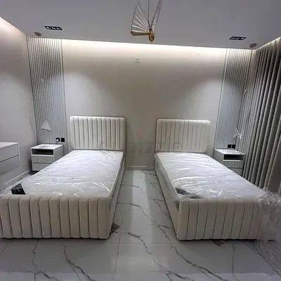 Luxury Fabric Bed Frame With Mattress Stylish Modern Design Headboard