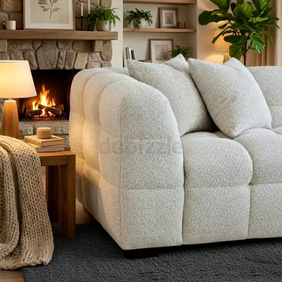 Plush Boucle Sofa - Excellent Condition