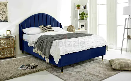 Semi round wingsback headboard twin velvet bed