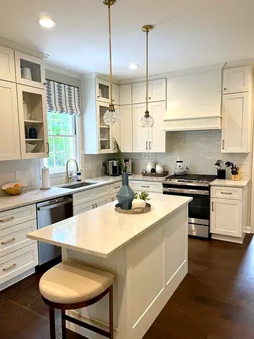 Modern white kitchen island