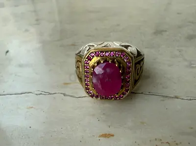 Silver Ring with Natural Ruby Stone (antique and unique)