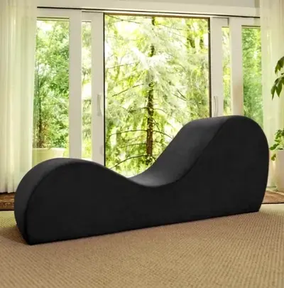 Black Ergonomic Lounge/Chaise Sofa - Curved Comfort Design