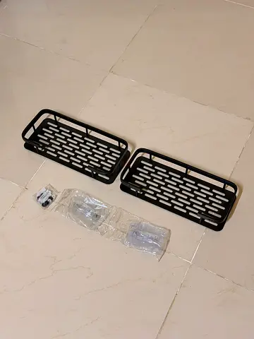 Set of 2 Black Metal Wall/Corner Shelves - New
