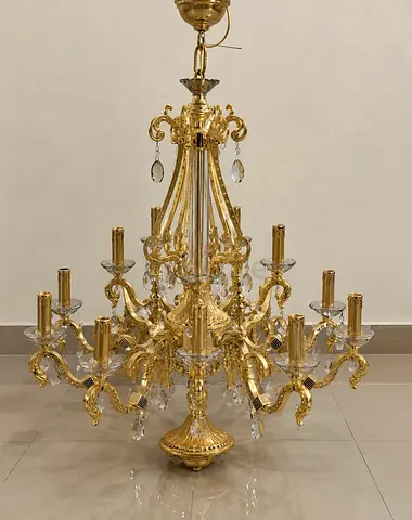 Classic Gold Crystal Chandelier - 12 Arm Elegant Ceiling Light