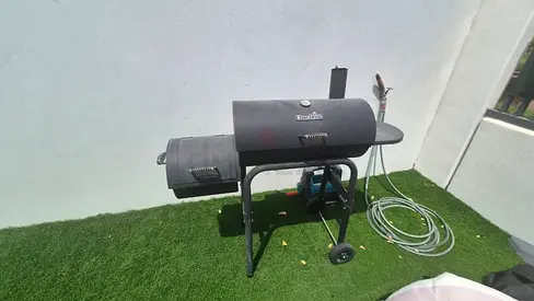 Offset Charcoal Smoker Grill with Side Firebox on Wheels