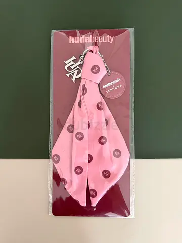 Huda Beauty pink hair scarf / headband with charm - new