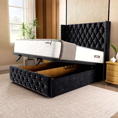 🔑⭐ Hidden Storage Bed – Modern Hydraulic System & Luxury Finish