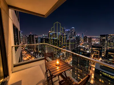 Chiller free | Fully Furnished 1BR | Business Bay Skyline & Canal View | High Floor