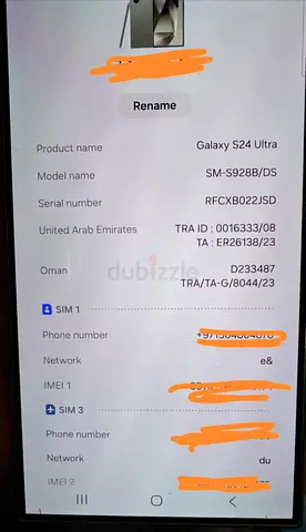 Samsung Galaxy S24 Ultra SM-S928B/DS - excellent Condition, Dual SIM 256 GB titanium gold