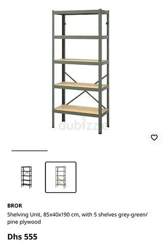 BROR 5-tier Heavy-Duty Shelving Unit 85x40x190 cm ( Quantity 3 ) - Grey/Green