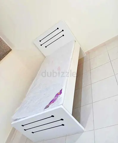 Modern White Single Bed with Mattress