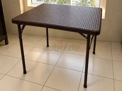 Foldable Rattan-Style Square Table