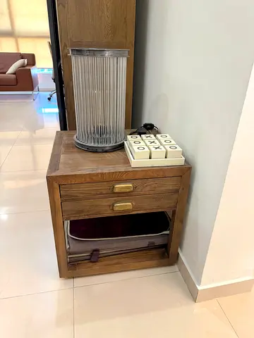 x2 Marina Home side tables nightstands bedside tables solid wood 2 drawers and shelf L55 D50 H55 cm