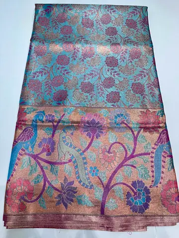 Pure Meenakari Kanchipuram saree , unique design boutique piece