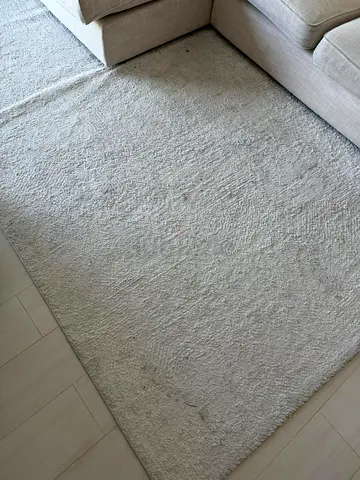 Light cream shaggy area rug - used, good condition