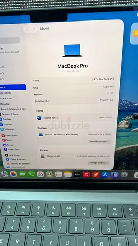 MacBook pro 14 inch M5 24 Ram 1 tb storage under apple warranty
