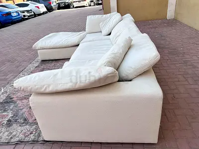Premium Quality Marina Home feather filled Sofa Beige with footstool