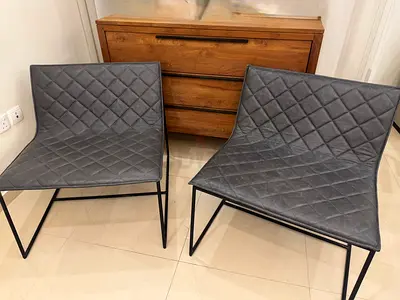 x2 pc set MARINA HOME leather CROCKETT LOUNGE CHAIR in dark sage L73 W83 H74 cm
