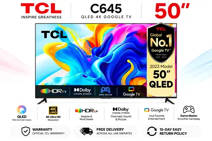 TCL 50″ C645 QLED 4K Google TV | Dolby Vision & Atmos | 50C645