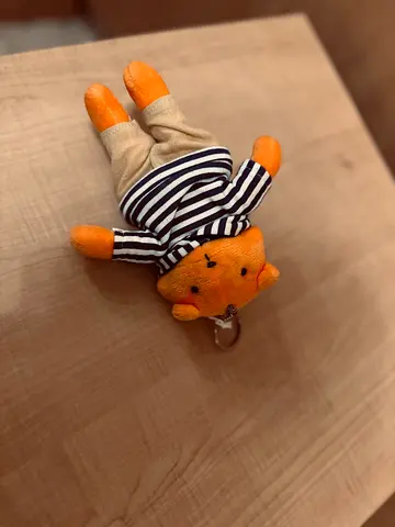 Small Orange Cat Plush Keychain with Striped Hoodie,ORONAYA Fox Boy Keychain Toy in Clothes,15 cm.