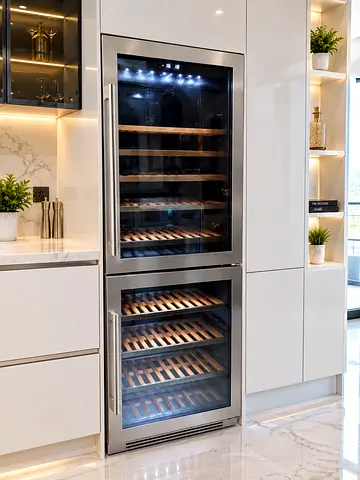Dual Zone Wine Cooler - Stainless Steel, LED-lit Shelves