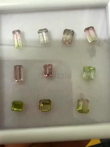 Lot of 11 Assorted Rectangular Cut Loose Gemstones (Bi-color Tourmaline look)