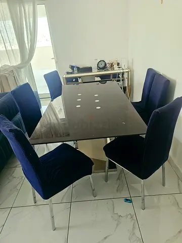 Dining table with 6 upholstered chairs - modern set