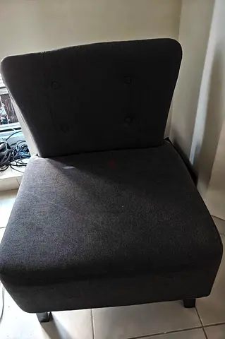 Grey Fabric Armless Slipper Chair